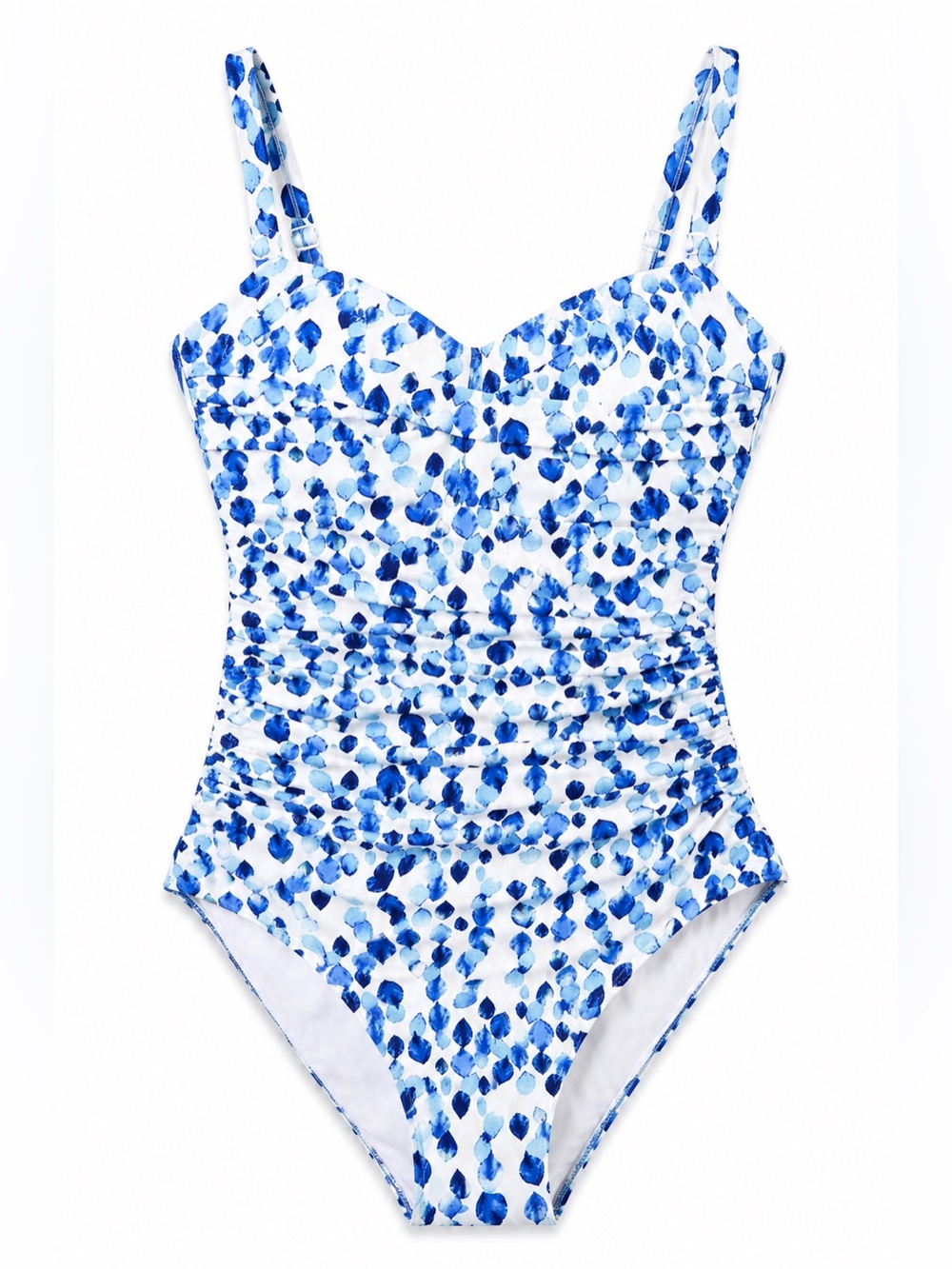 Nip‎ Tuck Swim Blue Watercolor One Piece Swimsuit Ruched Coastal Chic Size US 4